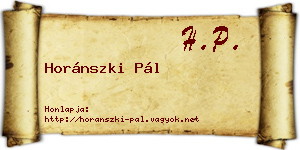Horánszki Pál névjegykártya